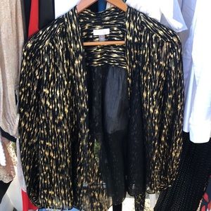 Olivia Palermo metallic wrap top